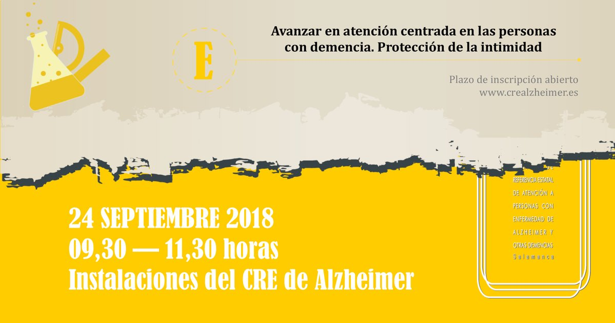 EL CRE Alzheimer Salamanca abre la matrícula seminario gratuito “Avanzar en atención centrada en las personas con demencia. Protección de la intimidad”